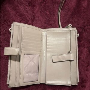 Michael Kors Taupe Leather Wallet Crossbody